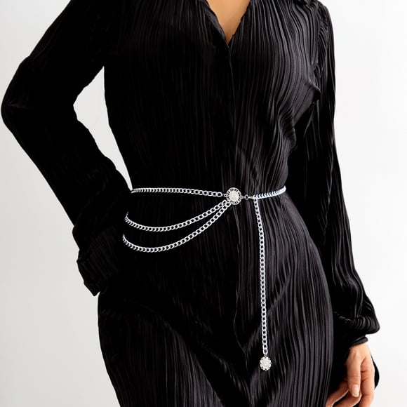 Queilt Silver colored Body chains Waist chain, plated, oval chain