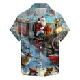 thumbnail image 1 of Camisas de Manga Larga para Hombres, Botón de Impresión Blusa de Cuello, Camisa de Poliéster de Moda Casual, 1 of 5