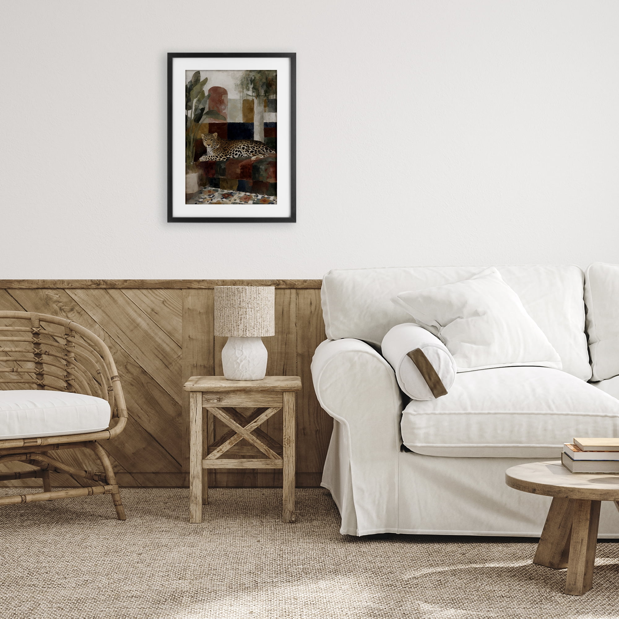 Stupell Industries Jaguar Among Tropical Palms Black Framed Print Under Glass, design by Chromatic Storm Studio