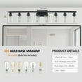thumbnail image 6 of 8-Light Modern Bathroom Vanity Light, 51 Inch Wall Sconce with Clear Glass Shades, Dimmable E26 Base, Black, 6 of 9