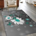 thumbnail image 2 of Daisy Butterfly Area Rugs 2.7'x5', Washable Small Throw Rugs for Kitchen Bedroom, Spring Floral Teal Butterflies Modern Art Indoor Outdoor Rug Non-Slip Low Pile Carpet Runner Reversible Floor Mats, 2 of 8