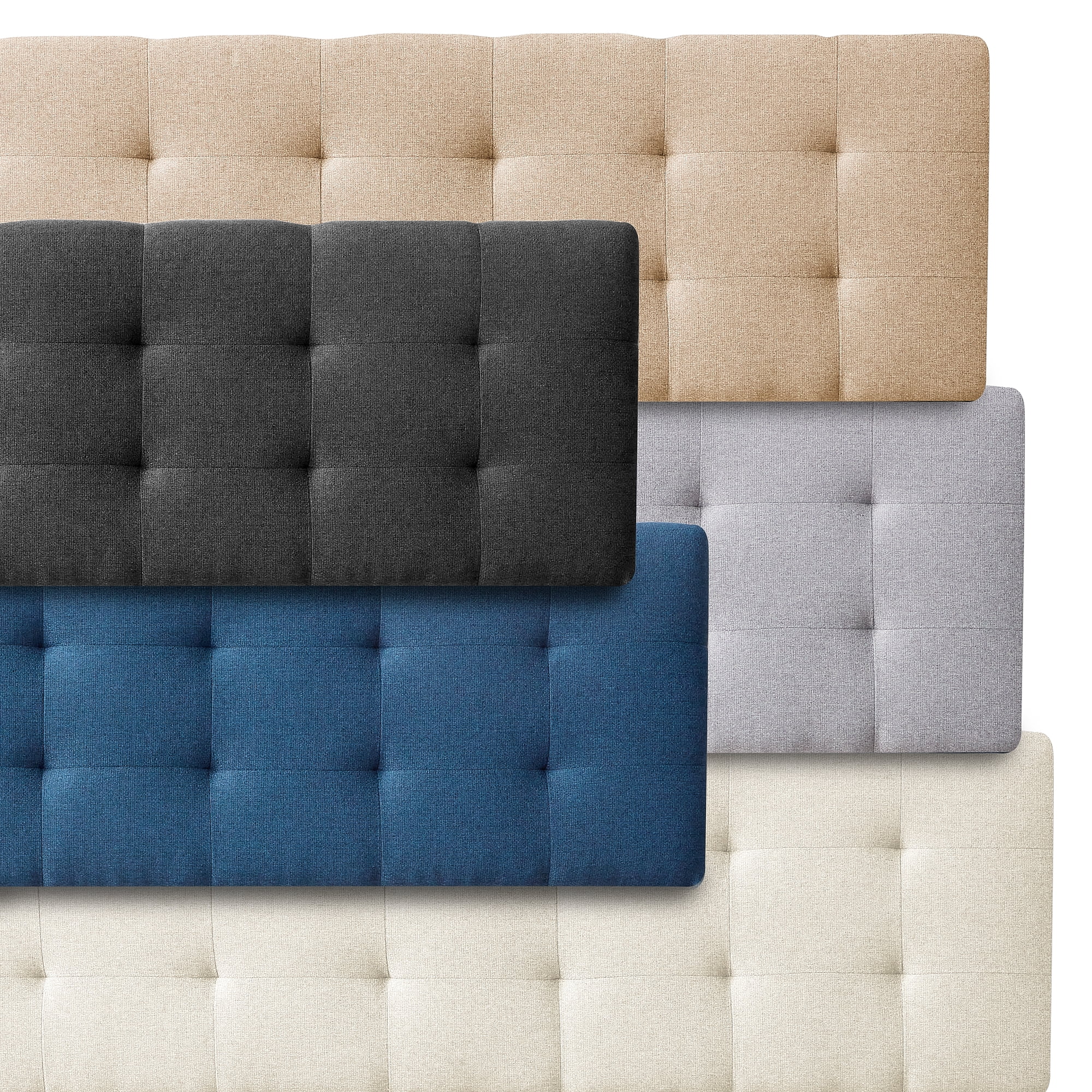Rest Haven Eugene Square Tufted Upholstered Headboard, Queen, Gray