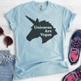 thumbnail image 2 of Unicorns Are Vegan Shirt, Unisex Women's Shirt, Vegan Shirt, Veganism Shirt, Vegan Unicorn Shirt, Heather Light Blue, X-Small, 2 of 6