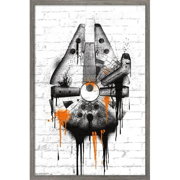 Star Wars: Saga - Falcon Black And Orange Wall Poster, 22.375" x 34", Framed