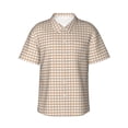 thumbnail image 1 of Balery Brown Gingham Camisas hawaianas de manga corta para hombre, camisas playeras de corte holgado, camisas de vacaciones con botones,XX-Large, 1 of 7