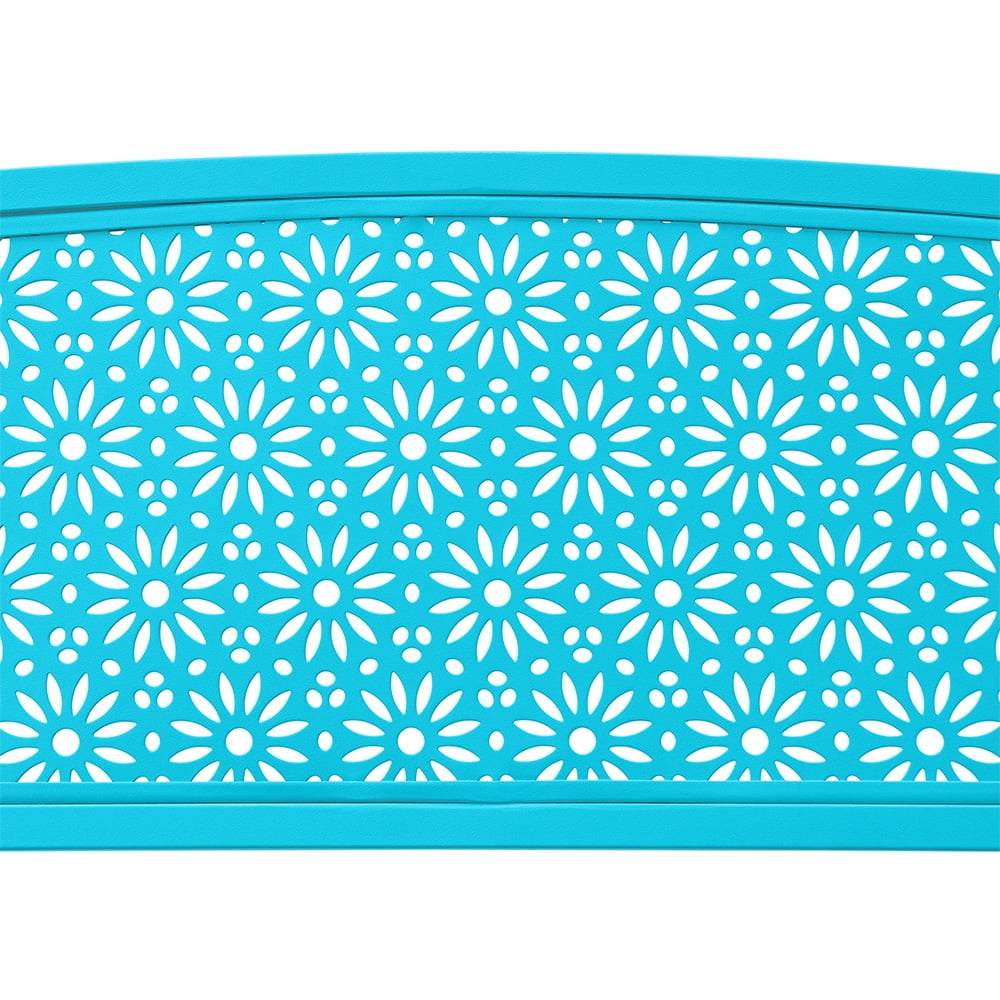 Abble Outdoor Metal Garden Bench Steel Patio Loveseat Park Bench - Blue