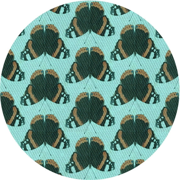 Ahgly Company Machine Washable Indoor Round Transitional Dark SlateGray or Dark SlateGrey Green Area Rugs, 3' Round
