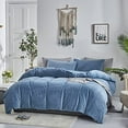 thumbnail image 2 of Pureant Blue Fluffy Comforter Set Queen Lake Blue Velvet Bedding Comforter Sets for Men Boys Solid Blue Queen Comforter Soft Plain Grayish Blue Queen Size Quilts Haze Blue Flannel, 2 of 6