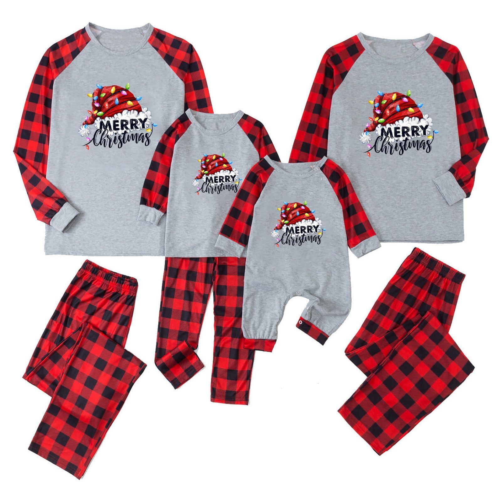 Black Friday Deals 2022 Pisexur Christmas Pajamas For Family Classic Plaid Xmas Sleepwear For Christmas Parent Child Outfit Matching Family Christm