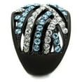 thumbnail image 4 of RareGem TK1663 - Two-Tone IP Black Stainless Steel Ring with Top Grade Crystal in Sea Blue, 4 of 4