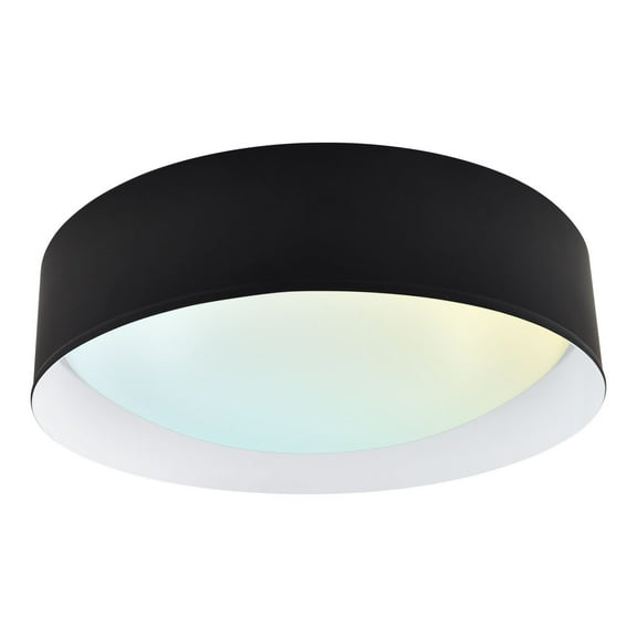 LUXRITE 17-Inch LED Flush Mount Light, 5CCT, 2420 Lumens, 34W, CRI 90, Dimmable, Black & White