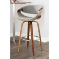 thumbnail image 3 of Curvini 30" Mid-Century Modern Fixed Height Barstool With Swivel In Walnut Wood And Grey Fabric - Set Of 2, 3 of 13