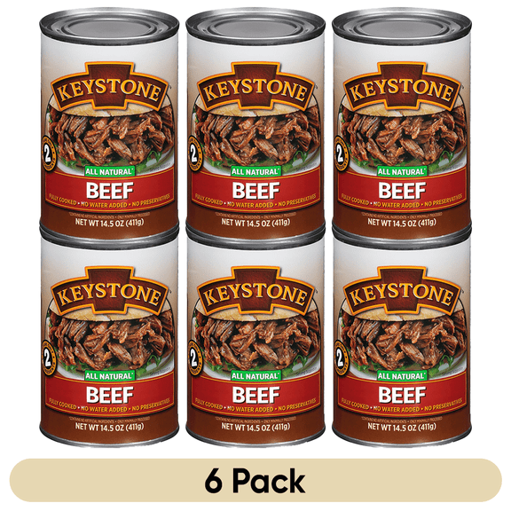 (6 Cans Pack) Keystone All Natural Beef 14.5 oz Can ✅ Emergency Survival Food For Camping Hiking and Backpacking Ready to Eat ✅