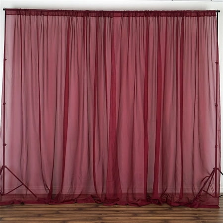 Image of Efavormart 2 Pack | Burgundy Fire Retardant Sheer Organza Premium Curtain Panel Backdrops With Rod Pockets - 10ftx10ft
