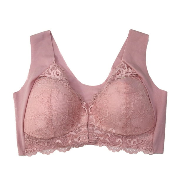 Minnieouse Sujetador deportivo cómodo con cierre frontal y espalda con realce sin costuras, cómodo, informal, para mujer, color rosa M Type3 NO3