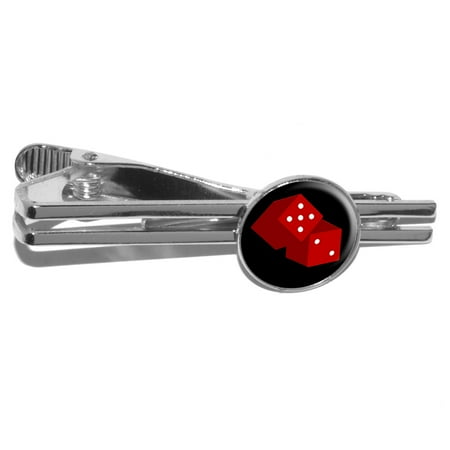 Dice Tie - Dice - Craps - Gambling on Black Round Tie Clip