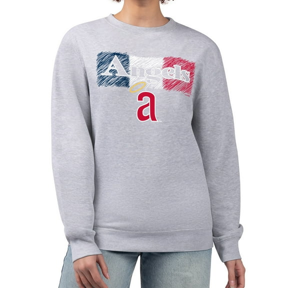 Women's Starter Gray Los Angeles Angels Team Color Shading Fleece Pullover Sweatshirt