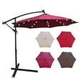 thumbnail image 6 of 10 FT Outdoor Patio Umbrella, Solar Powered LED Lighted Sun Shade Market Waterproof 8 Ribs Umbrella with Crank and Cross Base, Outside Patio Umbrella for Garden Deck Backyard Swimming Pool, Burgundy, 6 of 7