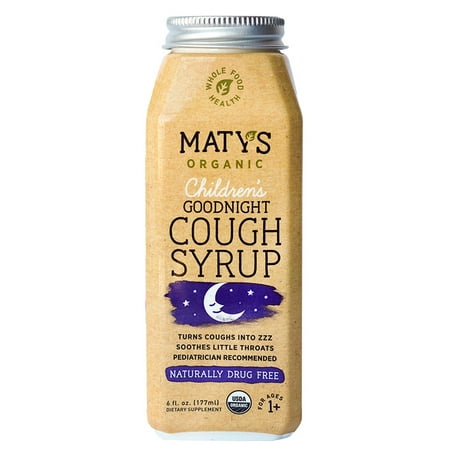 Maty's Organic Children's Goodnight Cough Syrup, Organic Cough Remedy, Soothes Throats With Organic Honey, Chamomile & Nutmeg, Immune Boosting, Helps Ease Common Cold Symptoms, 6 Oz