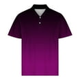 thumbnail image 6 of ZCFZJW Mens Ombre Shirts Casual 1/4 Button up V Neck Tie Dye Gradient Print Summer Short Sleeve Polo Shirts Lightweight Comfy Holiday T-Shirts Tops Purple XXL, 6 of 6