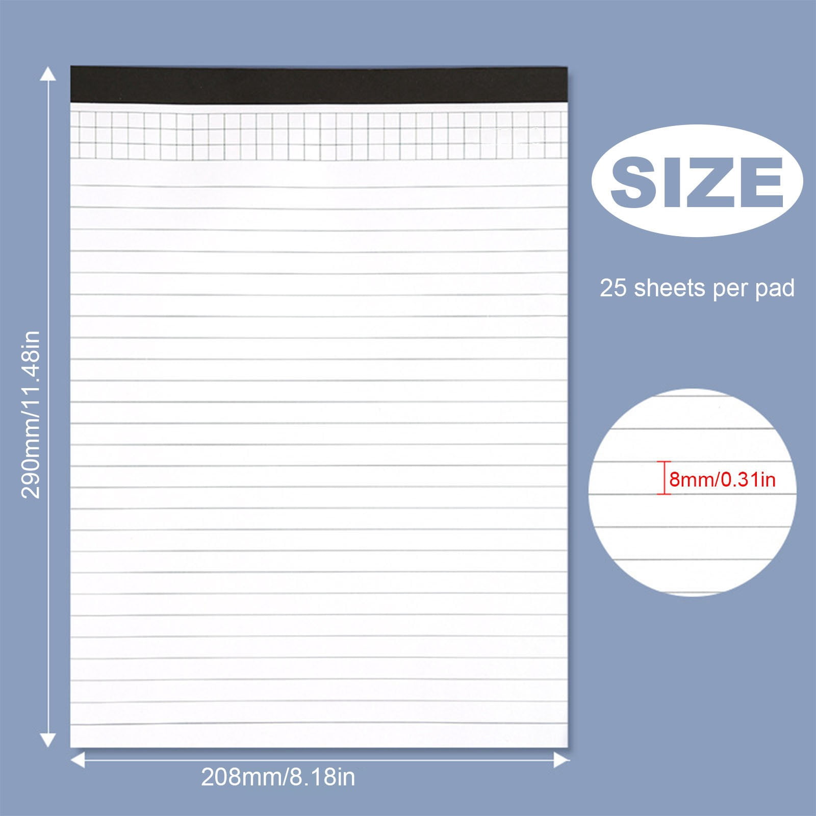1 Pack Legal Pads 8" X 11",Lined Notepad Notebook Paper 25 Sheets Per Writing Pads Legal Notepads College Ruled Pad of Paper Notebook To-Do List for Office Supplies