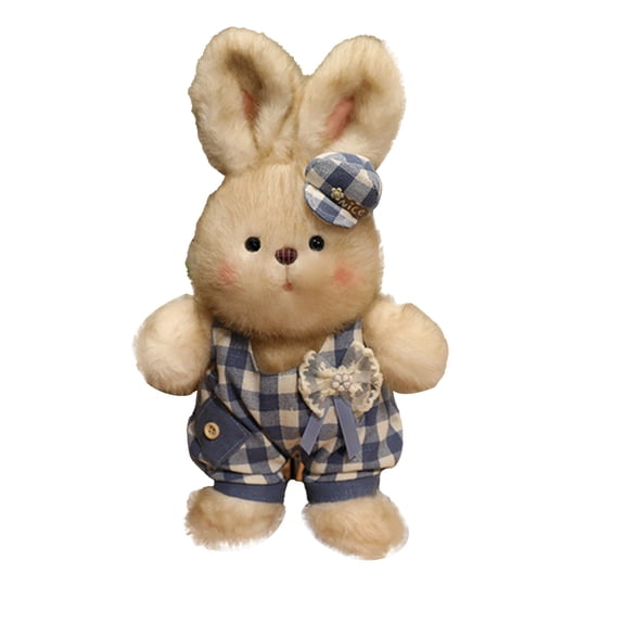 Vintage Outfit Bunny Plush Toy, Beige, 13.78 Inch, Easter Gift & Home Decor