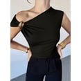 thumbnail image 6 of Women'S Off the Shoulder Tops Mental Elegant Asymmetrical Dressy Top Going Out Outfits Black L, 6 of 9