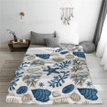 thumbnail image 5 of Coastal Ocean Beach Blanket Gifts for Girls Boys Kids Adults Soft Warm Lightweight Cozy Nautical Coral Seashells Throw Blankets for Bed Sofa Living Room Couch Home Decor 80"x60", 5 of 6