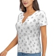 thumbnail image 2 of Wukai Hand Drawn Turtle Casual V-Neck Graphic Tees for Women: Lightweight and Breathable Summer Tops with Stylish Design-Large, 2 of 8