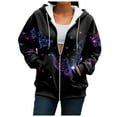 thumbnail image 4 of GEWSEY Zip Up Hoodie Women Butterfly Graphic Hoodies Long Sleeve Oversized Y2K Sweatshirts Cute jackets Plus Size for Girls (Light Purple, S), 4 of 7