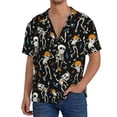 thumbnail image 1 of Balery Dancing Skeleton Party Camisa Casual de Manga Corta con Botones para Hombre, Texturizada, Estilo Cubano, para Playa, Verano-XX-Large, 1 of 5