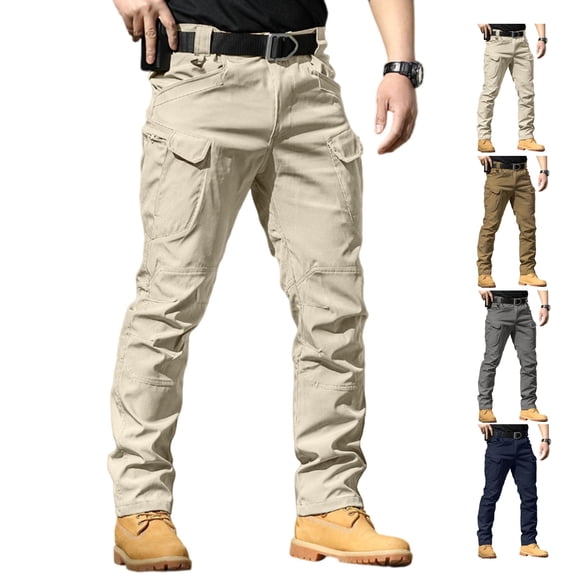 LWavelet Work Pants For Men Stretch Water Resistant Ripstop Cargo Pants Outdoor Lightweight Tactical Hiking Pants with Multi Pockets (No Belt)