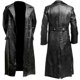 thumbnail image 1 of Faux Leather Long Coat Men Trench Coat Streetwear Faux Leather Men's for Men, New 26s, 1 of 5