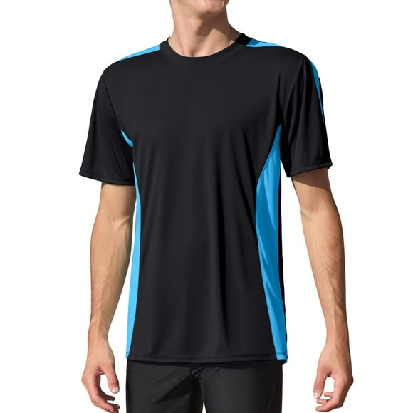 Charmo Mens UPF 50+ Swim Shirts Quick Dry Short Sleeve Swimsuit Tops Sun Protection Running Sufring Rash Guards