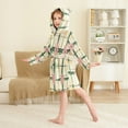 thumbnail image 4 of FORMRS Niños Bathrobe Unisex Hooded Robe Soft Plush Pajamas Sleepwear, Size 7-9T, Retro Green Stars, 4 of 7