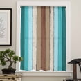thumbnail image 4 of Aqua Teal Semi Sheer Curtains Drapes for Living Room, Bedroom, French Doors Window 96 Inches Long, Farmhouse Wood Grain Vintage Brown Striped Rod Pocket Chiffon Curtain Drapery Voile Draperies Panel, 4 of 6