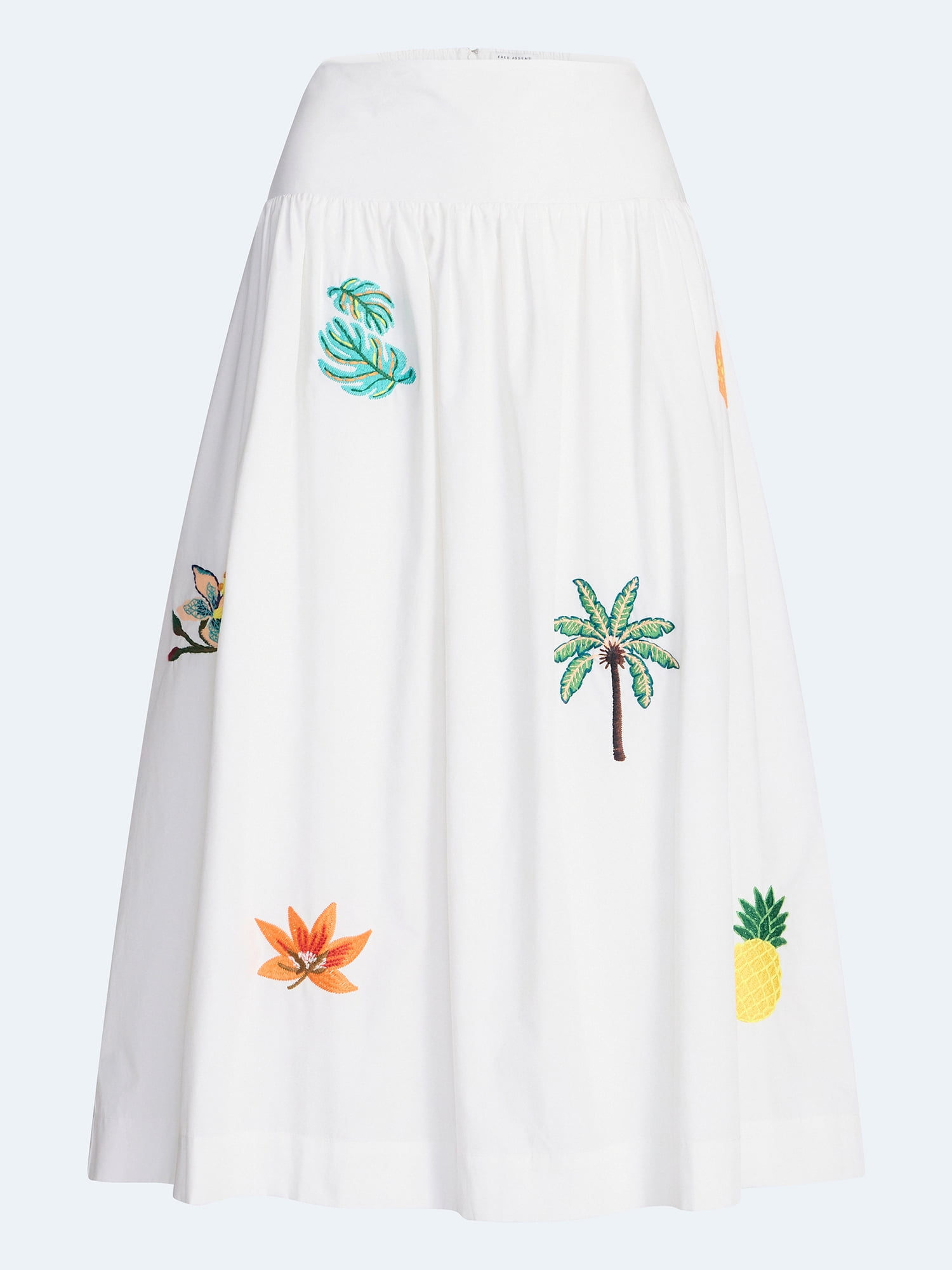 Free Assembly Women's and Women's Plus Embroidered Cotton Maxi Skirt with Drop Waist, Sizes XS-4X