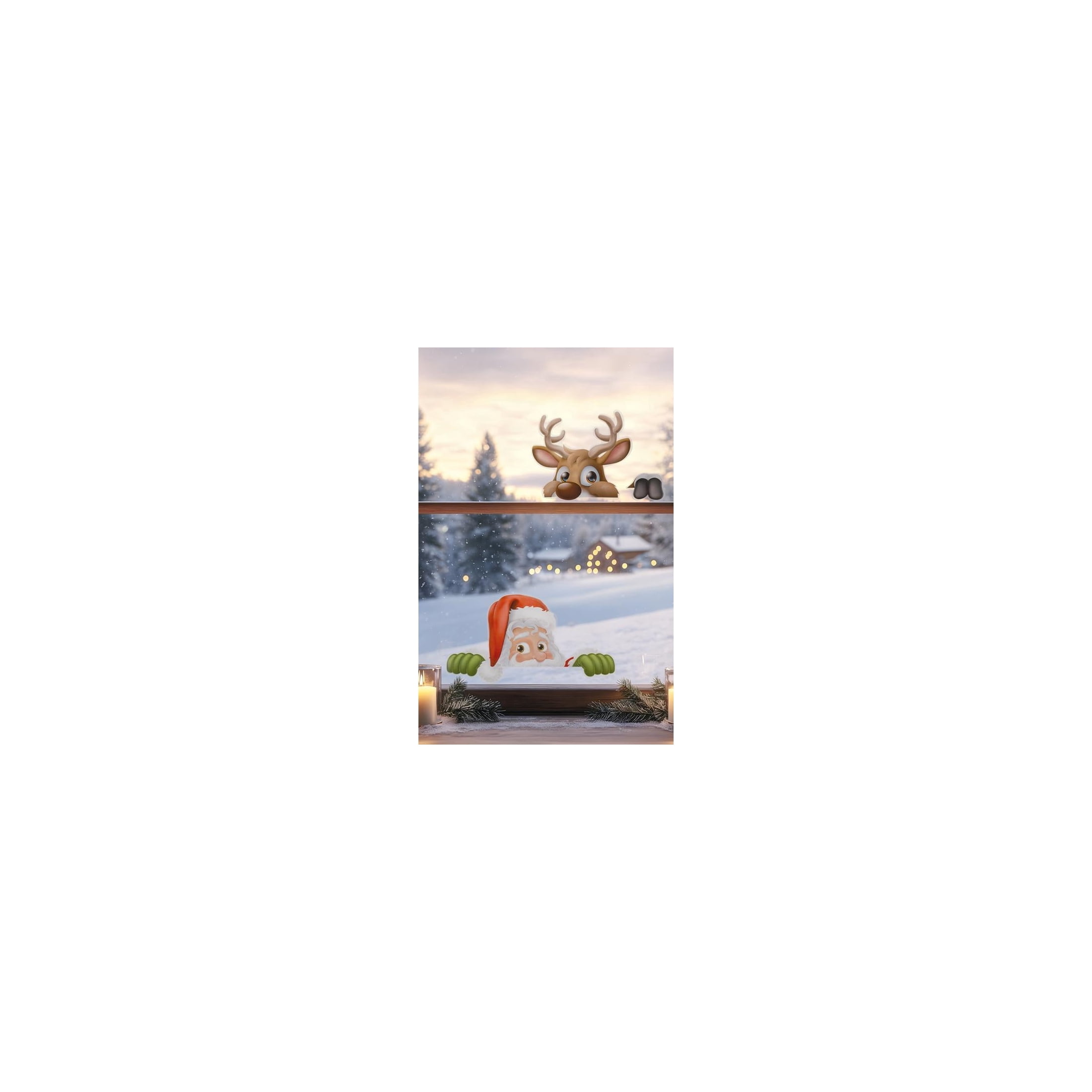 Santa and Reindeer Silhouette Christmas Window Clings, 27.5" x 15", by Holiday Time