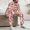 thumbnail image 5 of Wukai Hand Drawn Watermelon Men's Long-Sleeve Pajama Set - Comfortable Sleepwear with Button-Down Shirt and Pants-Medium, 5 of 6