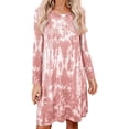 thumbnail image 2 of Vestido corto informal con tinte de corbata para mujer, cuello redondo, sin mangas, camiseta suelta de verano, minivestido Ormromra, 2 of 6