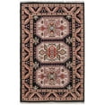 thumbnail image 2 of Rugsotic Carpets Hand Knotted Wool and Silk Area Rug, 6'x9', Rectangle, Black Cream, Oriental Handmade Low Pile Rug for Living Room Bedroom, 2 of 12