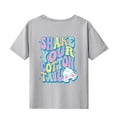 thumbnail image 5 of MEZZALL T-Shirts Multicolores à Motif de Lettres Décontractés pour Enfants, Col Rond, Manches Courtes, Gris, 120, 5 of 5