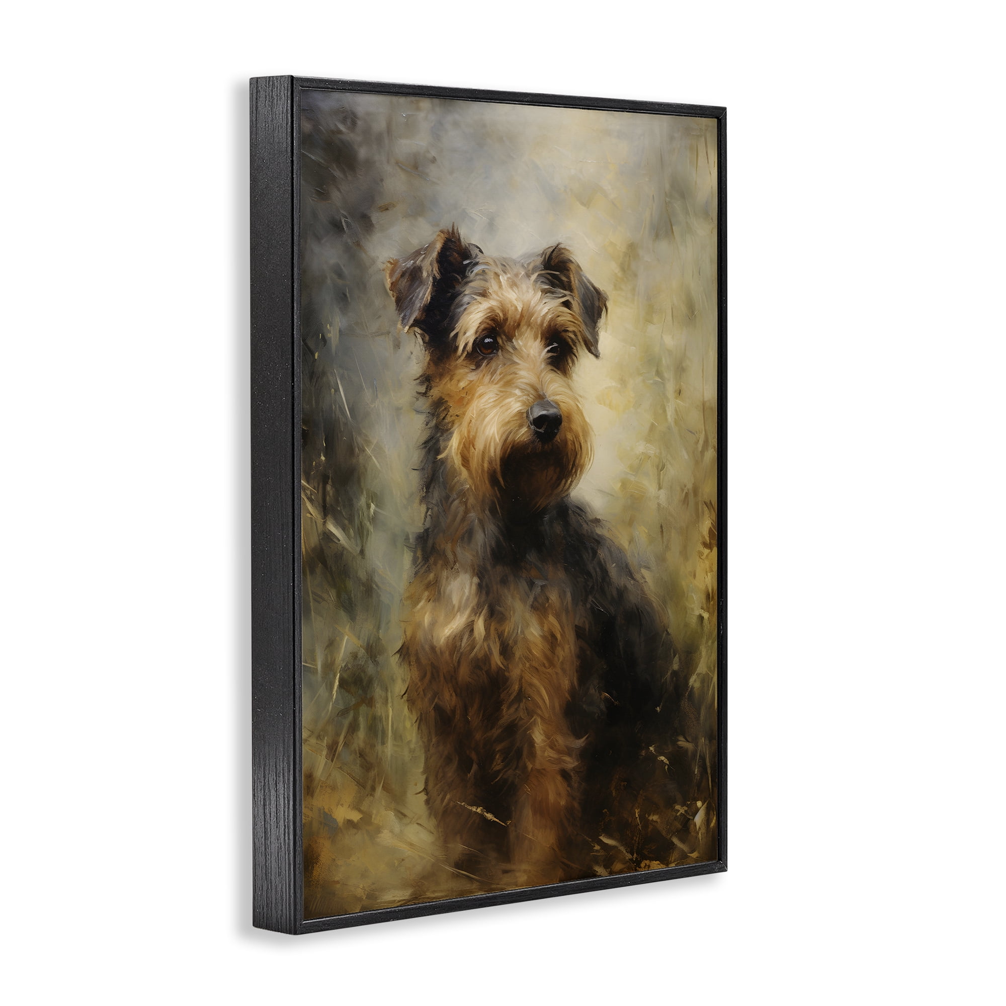 Stupell Industries Poised Terrier Dog Animals & Insects Painting Black Framed Art Print Wall Art, 16 x 24