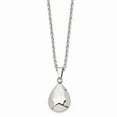 thumbnail image 2 of White Stainless Steel 18 in Polished Hammered Hollow Teardrop Puff Necklace, 2 of 4