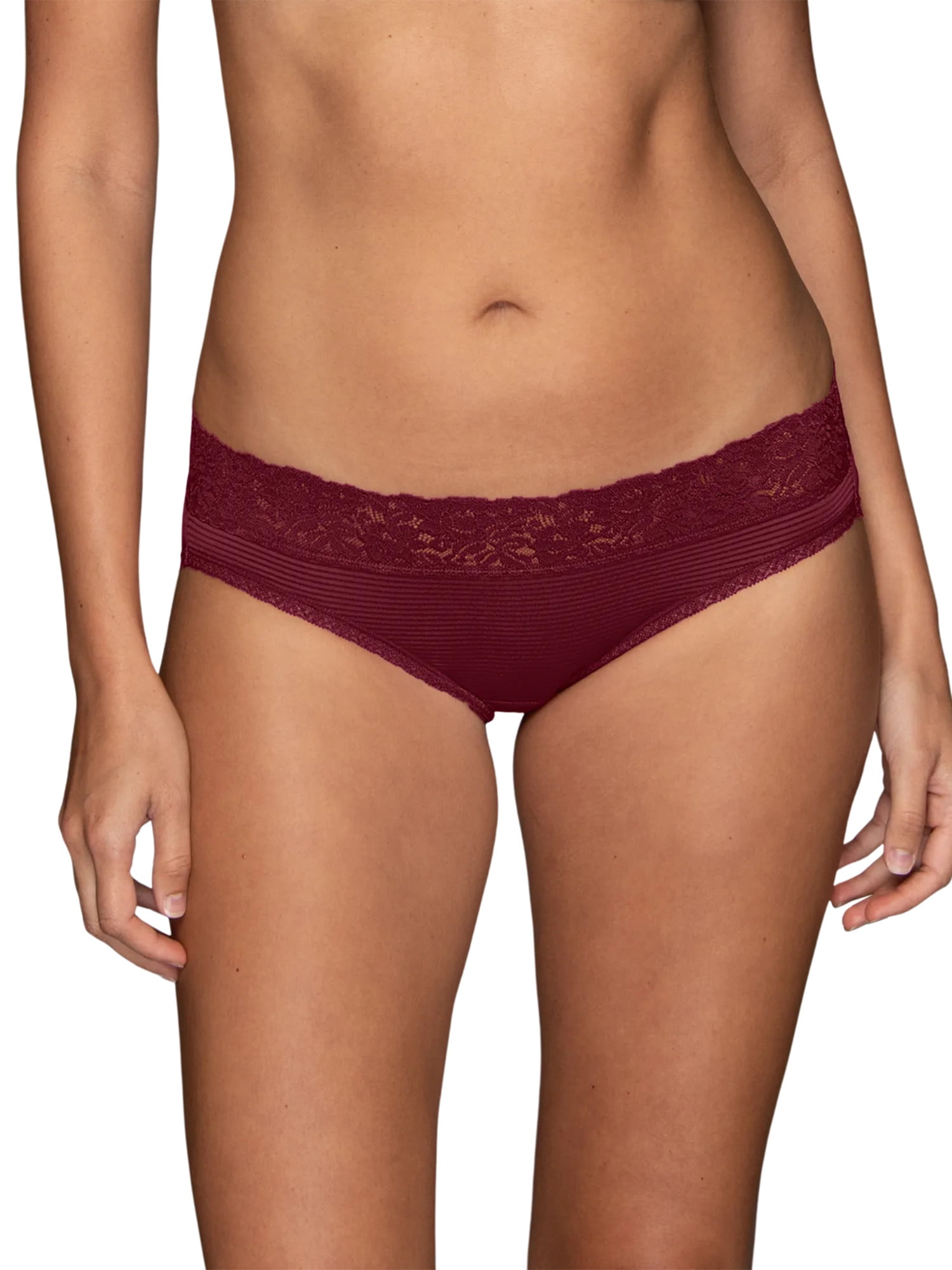 Vanity Fair Radiant Women's Light and Luxe Bikini Underwear - No Pinch, Stretch Lace Waistband, 3-Pack, Sizes S-5XL