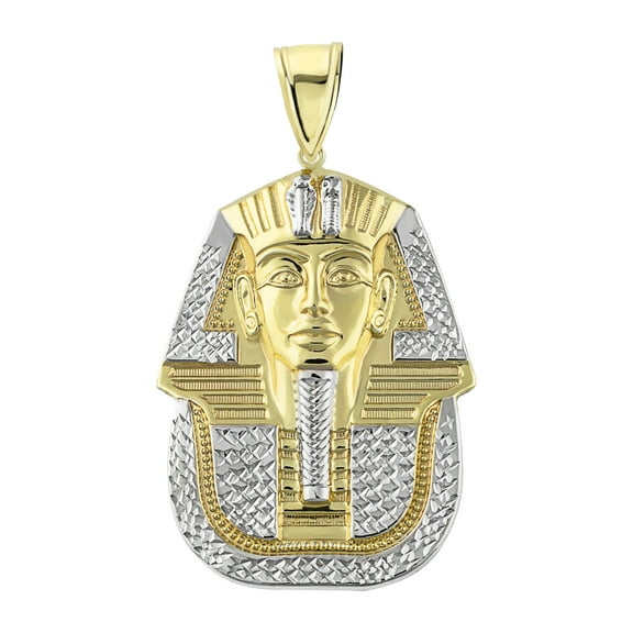 Diamond-Cut Pharaoh Egyptian King Unisex Adult Pendant 10K Yellow White Gold, All Sizes - Goldum NYC