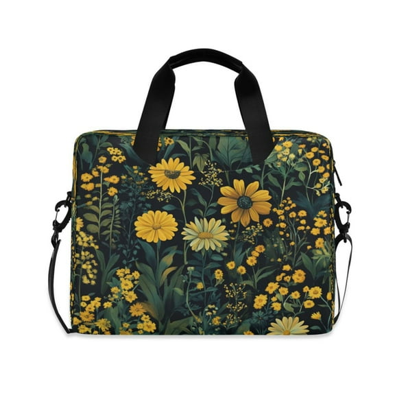 16inch Laptop Briefcase, Business Laptop Bag with Detachable Strap & Padded Compartment, Water-Resistant Polyester,Wildflowers