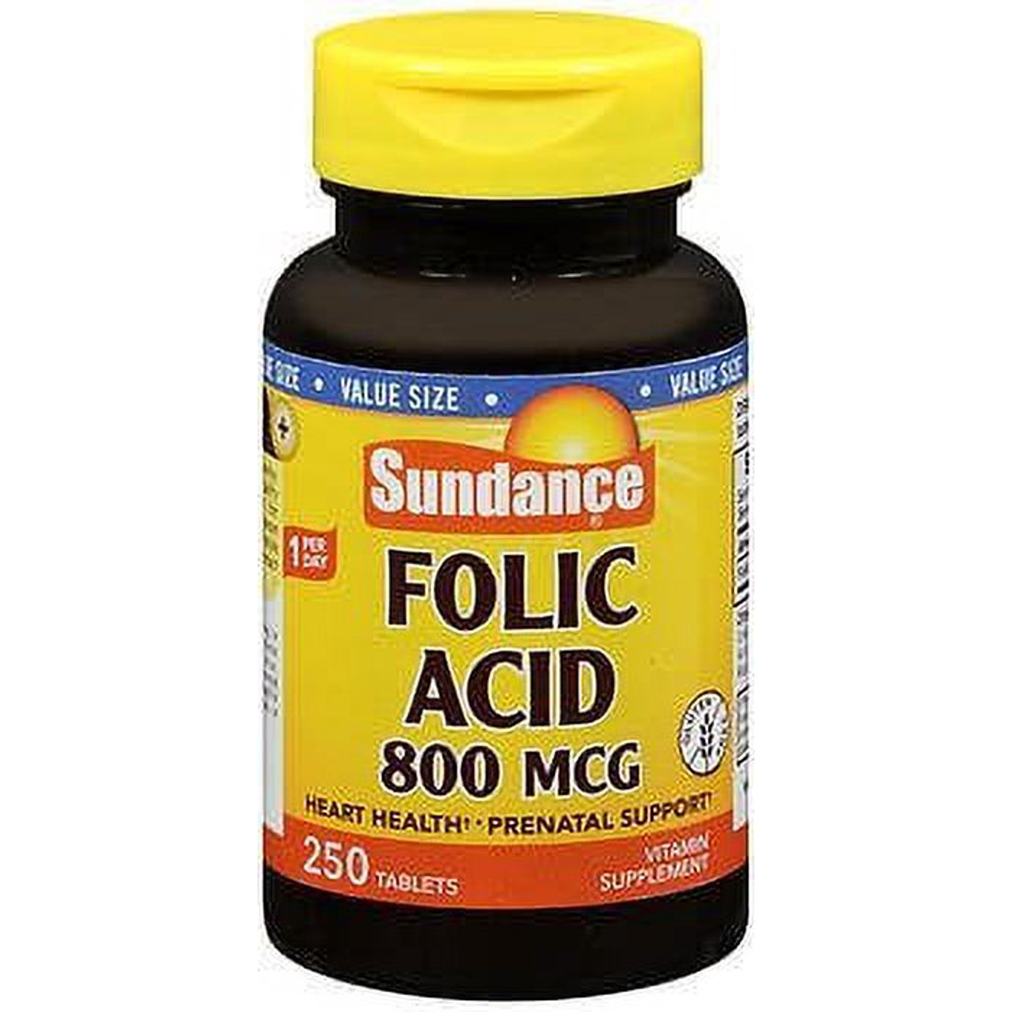 Sundance Folic Acid B-9 Prenatal Support Gluten-Free 800mcg 250 ct, 4-Pack