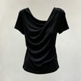 thumbnail image 4 of LEKWK Summer Tops for Women Cowl Neck Short Sleeve Dressy Shirts Lightweight Loose Fit Solid Soft T-Shirt Fashion Casual Vacation Travel Outfits, 4 of 4