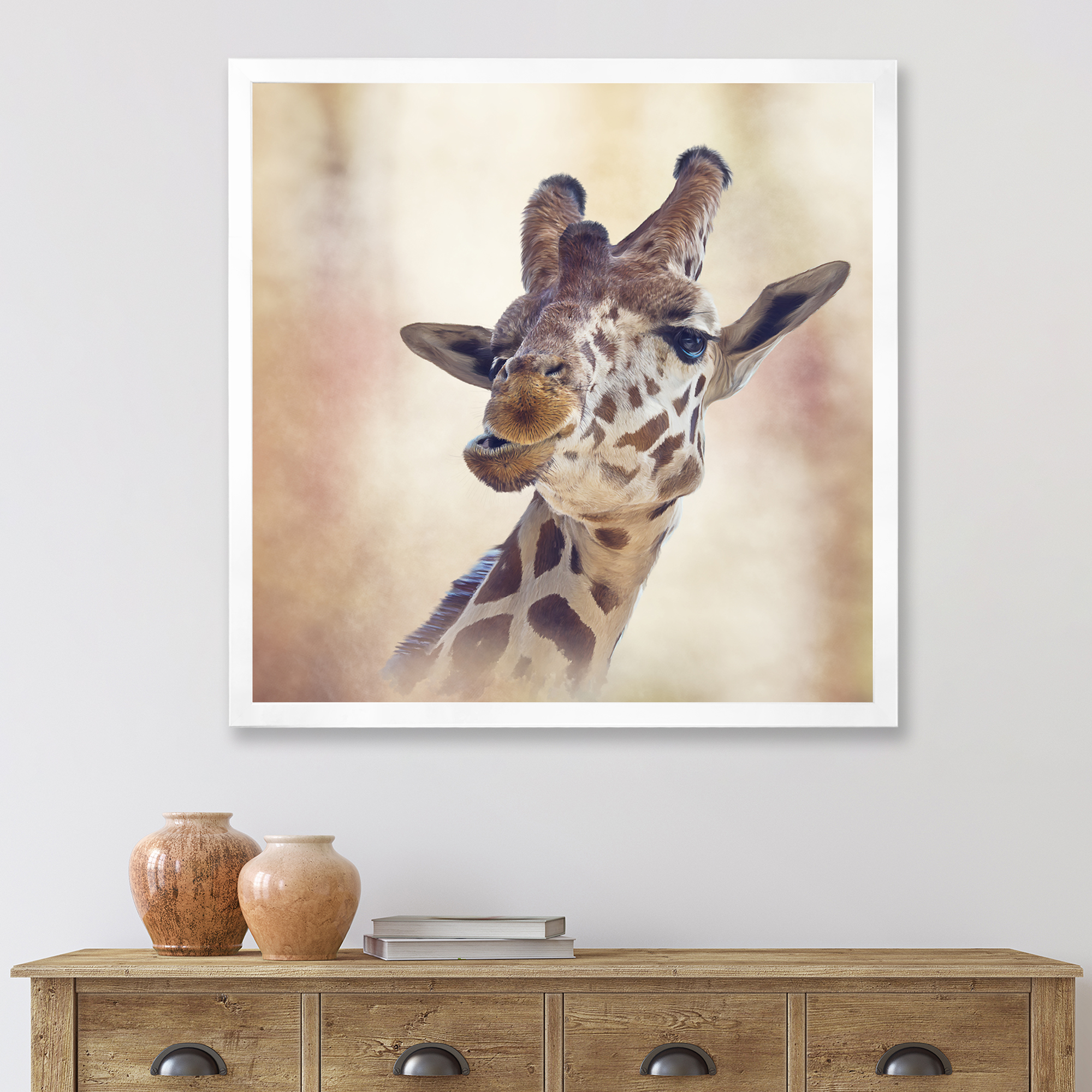 Designart 'Close Up Portrait of A Giraffe VI' Farmhouse Framed Art Print